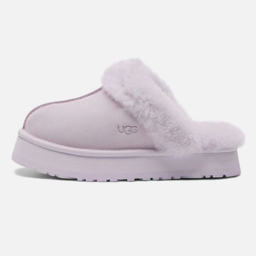 UGG Women's Disquette Slippers Lavender Fog Suede Sherpa Upper